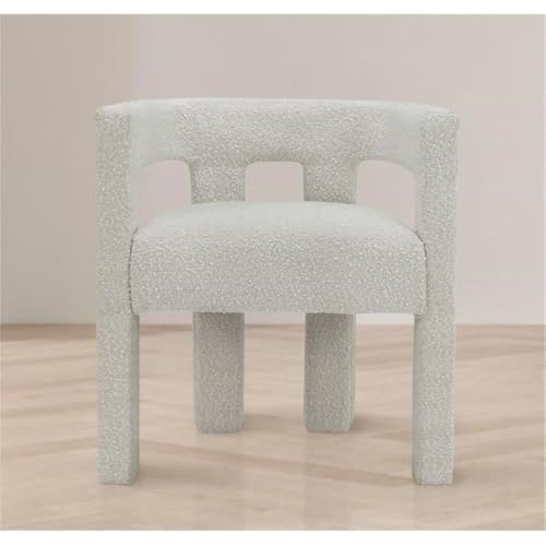 Meridian Furniture Athena Collection Modern | Contemporary Boucle Fabric Upholstered Accent | Dining Chair, 25" W x 21" D x 27" H, Cream - color: Cream