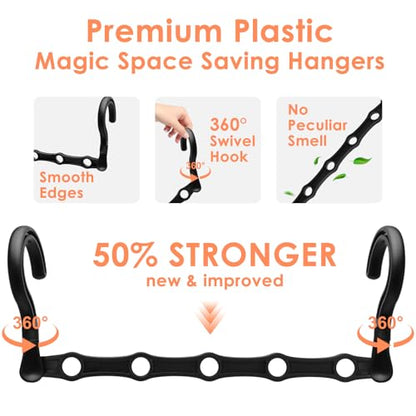 Closet Organizers and Storage, Magic Space Saving Hanger for 40 Heavy Clothes, Smart 360° Swivel Hook Cascading Hangers, Closet Organization Clothes Hangers, College Dorm Room Essentials for Girls | Upgraded Space Saving Hangers,Magic Closet Organization