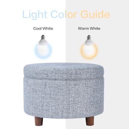 HomePop 24" Large Round Storage Ottoman - Blue Gray Woven Fabric - color: Blue Gray Woven Fabric