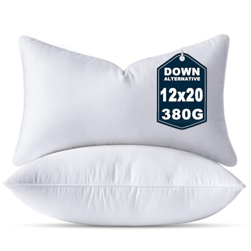 12 x 20 Pillow Insert Set of 2 Down Alternative Throw Pillow Inserts Small Lumbar Decorative Pillow White Rectangle Pillows Stuffing for Living Room Couch Bed Sofa Interior Cushions - size: 12 X 20 Inches Set of 2