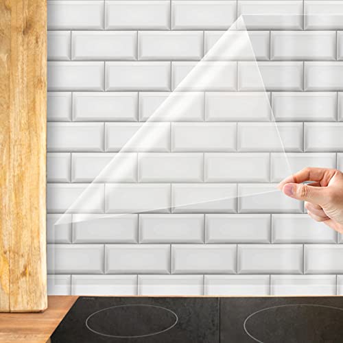 Shackcom Clear Contact Paper Roll Self-Adhesive Kitchen Backsplash Wall Protector 23.6in X 32.8ft - Used as Shelf Drawer Liner, Whiteboard, Wallpaper, Cat Dog Scratch Protector - size: 23.6"W x 393"L