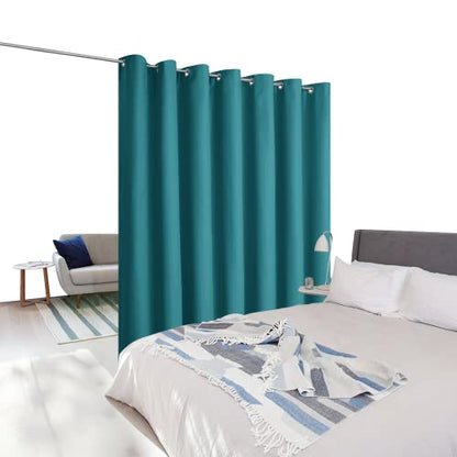 NICETOWN Room Divider Heavy Curtain Screen Partitions, Basement Hospital Medical Clinic Spa Lab Cubicle Divider Privacy Screen, Patio Door Curtain (Peacock Blue, 1 Panel, 8.3ft Wide x 10ft Long) - color: Peacock Blue, size: 100"W x 120"L (Pack of 1)