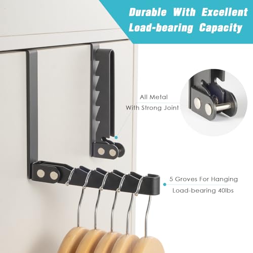 2 Pack Clothes Drying Rack, All Metal Over The Door Hooks, Thickness Adjustable, Collapsible, Space-saving Hangers Organizer, Fit 1/2/5'' Doors (Black) - color: Metal-Black