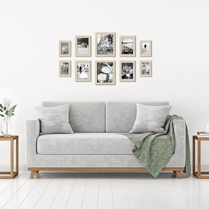 Americanflat Set of 10 Picture Frames with Shatter-Resistant Glass - Gallery Wall Frame Set with Two 8x10, Four 5x7 and Four 4x6 Frames - Signature Collection - Light Wood | Includes two 8x10, four 5x7 and four 4x6, shatter-resistant glass, hanging hardwa