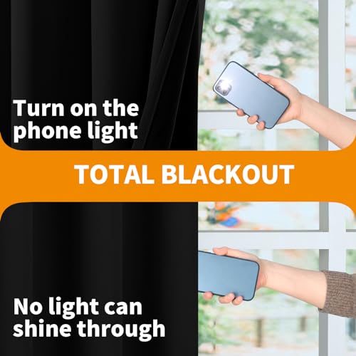 YoungsTex 100% Blackout Curtains 63 Inch Length, Grommet Thermal Insulated Drapes for Bedroom Full Room Darkening Privacy Thick Blinds with Liner, Black, 2 Panels, 38 X 63 Inch - color: Black, size: 38"W x 63"L (Pack of 2)