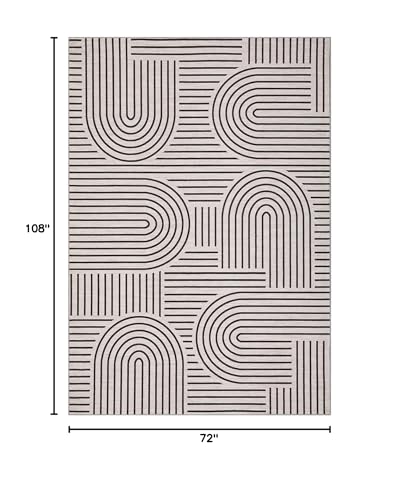 ROYHOME Modern Washable Rug Rainbow 6x9 Area Rugs for Living Room Non Slip | Abstract Rug for Bedroom, Throw Rugs with Rubber Back, Low Pile Stain Resistant Geometric Carpet for Dining Room, LightCamel - color: Light Camel, size: 6' x 9' (Rectangular)