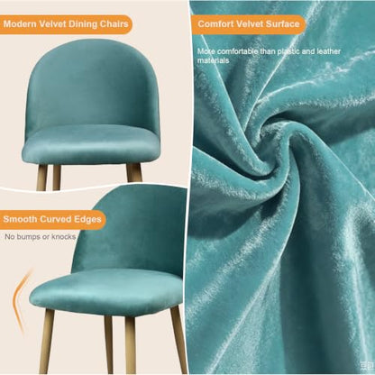 Lightdot Dining Chairs Set of 2, Velvet Upholstered Dining Chairs with Solid Wood Legs, Mid-Century Modern Accent Chair for Kitchen Living Room Bedroom, Assembly Guide Included, Mint Green - color: Teal