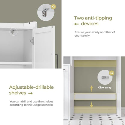 Over The Toilet Storage Cabinet with Pulley Small Bathroom Storage Cabinet, Space Saver W/Adjustable Shelf & Open Shelf for Bathroom, Restroom, Laundry (White) - color: White