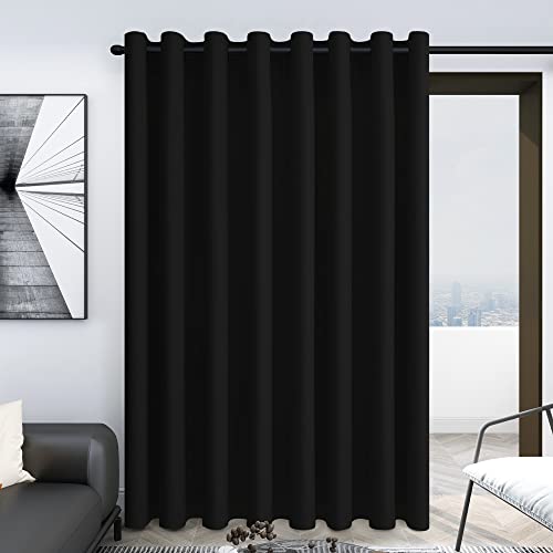 Deconovo Room Divider Curtains for Living Room 84 Inches Long, Door Curtain | Sliding Door Curtain 1 Panel, Wide Blackout Curtain, Privacy Drape for Patio Door, Black, 100 x 84 Inch - color: Black, size: 100"W x 84"L (Pack of 1)