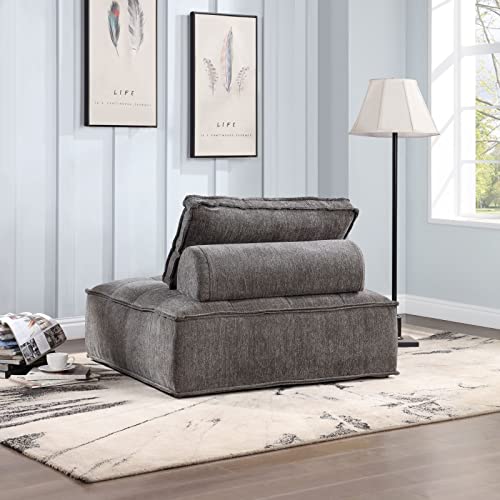 KEVINSPACE 41.3" Modular Sectional Sofa Couch, Armless Floor Chair with Black Legs and Pillow, Fabric Convertible Sofa, Variable Sectional Sofa for Living Room, Free Combination Gray Black - color: 41.3" Black