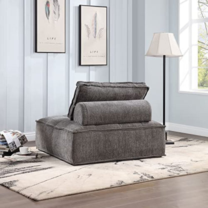 KEVINSPACE 41.3" Modular Sectional Sofa Couch, Armless Floor Chair with Black Legs and Pillow, Fabric Convertible Sofa, Variable Sectional Sofa for Living Room, Free Combination Gray Black - color: 41.3" Black