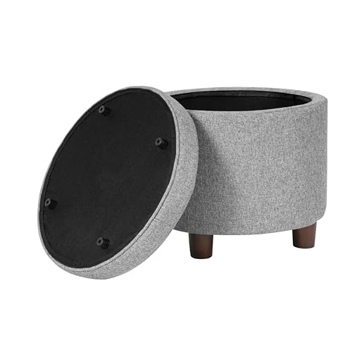 HomePop 19" Round Storage Ottoman - Light Gray Tweed - color: Light Gray