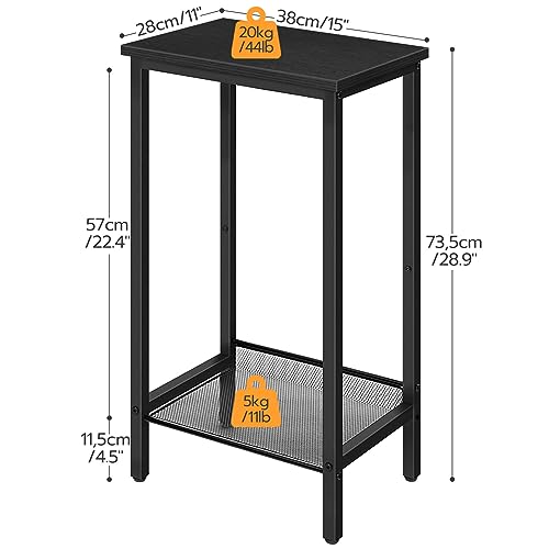 HOOBRO Tall Side Table, Industrial End Telephone Table with Adjustable Mesh Shelves, Small Tall Nightstand for Living Room, Bedroom, Entryway, Office, Black BB03DH01 - color: Black