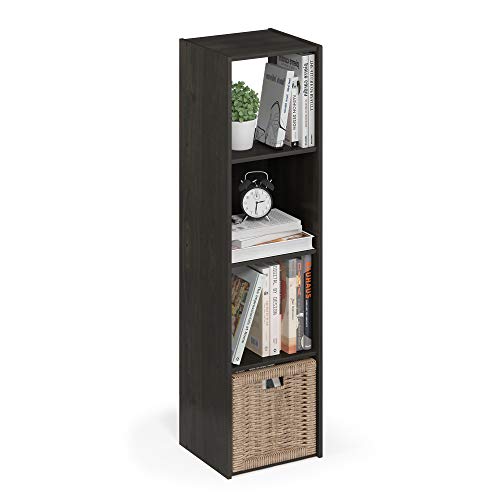 Furinno Pelli Cubic Storage Cabinet, 4x1, Espresso | 11.6 x 12.2 x 47.7, Open & Closed Back Cubes, Storage Organizer Cabinet, for Living Room, Bedroom, Home Office - color: Espresso, size: 4-Cube, vertical
