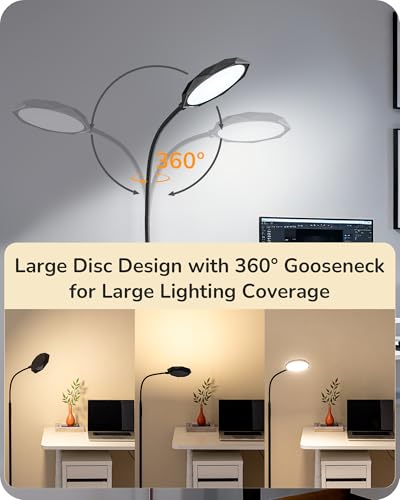 EDISHINE LED Floor Lamp 1300LM Super Bright Reading Floor Lamps Black | Dimmable, 4CCT, Remote & Touch Control, Adjustable Gooseneck, Dual Timer Design, for Bedroom, Living Room, Office - color: Black