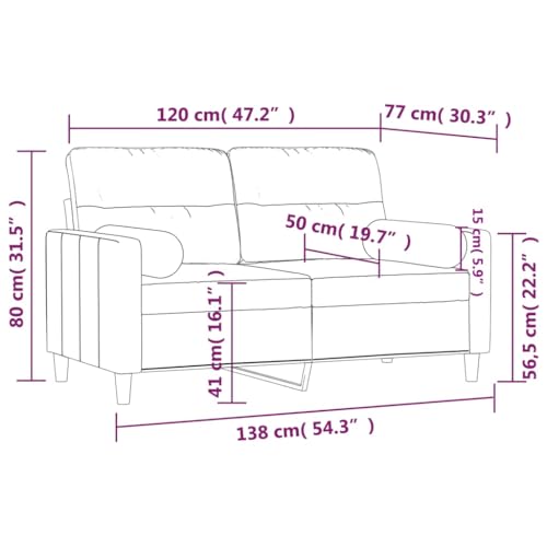 2-Seater Couch Dark Grey 54.3x54.3x31.5 in, Modern Sofa with Removable Polyester Covers, Breathable Loveseat for Living Room, Small Couch for Apartments and Bedrooms - size: 54.3 x 54.3 x 31.5 in (W x L x H)