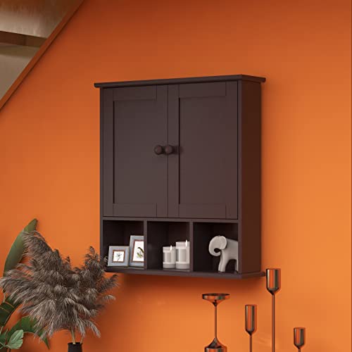 TaoHFE Brown Medicine Cabinets,Bathroom Wall Cabinet with 2 Door | Adjustable Shelves Over The Toilet Storage Cabinet,Espresso Bathroom Cabinet Wall Mounted for Laundry Room Kitchen - color: Espresso