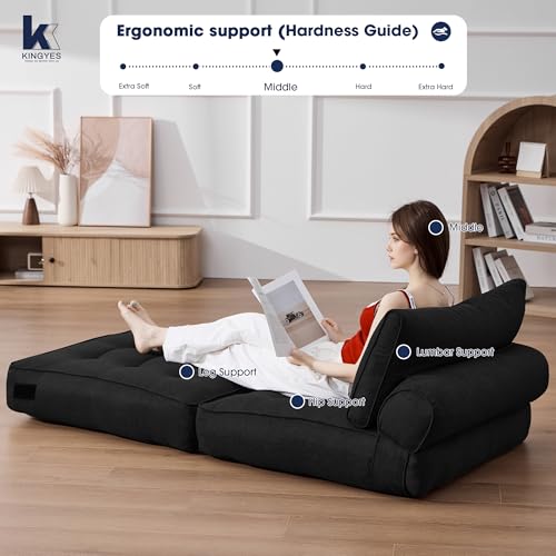 Folding Chair Bed, 3 in 1 Convertible Sleeper Chair with Pillow, Black - color: Carbon Black, size: Classic