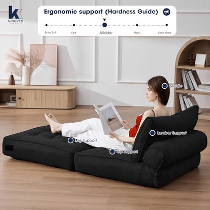 Folding Chair Bed, 3 in 1 Convertible Sleeper Chair with Pillow, Black - color: Carbon Black, size: Classic
