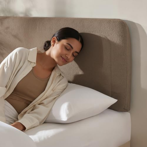 Hearth & Harbor Wall Mounted Full Headboard Only, Bed Headboard Full Size | Easy Assemble, Floating Peel & Stick, Upholstered Boucle, 3D Stitched Wall Panels, 5 Strips of 3M Tape Included, Mocha Brown - color: 04-mocha Brown, size: Full