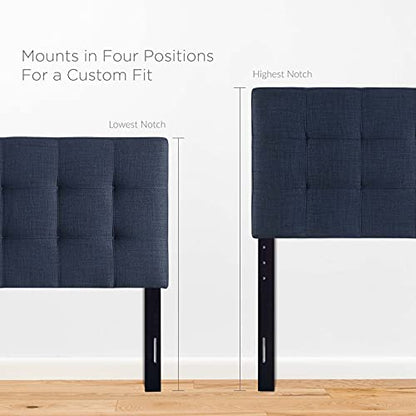 Modway Lily Tufted Linen Fabric Upholstered King Headboard in Navy - color: Navy, size: King