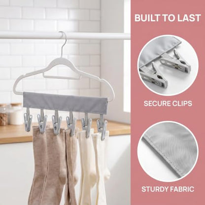 Portable Drying Rack for Travel Hanger with Pins, Folding Travel Hangers with Clips,Works as Hanger for Swimsuit Drying Rack,Sock Drying Rack and Cruise