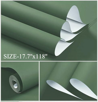 236''x23.6'' Green Peel and Stick Wallpaper Contact Paper Modern Self Adhesive Wall Paper Removable Renter Friendly Textured Solid Color Shelf Cabinet Vinyl Roll (236''x23.6'',Dark Green) - color: Dark Green, size: 23.6" x 236"