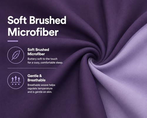 EVOLIVE Microfiber ReversibleComforter Full/Queen (Purple/Lavender) | Soft brushed microfiber with down-alternative fill offers medium-weight warmth, box stitching, and easy machine care - color: Purple/Dusty Lavender, size: Full/Queen