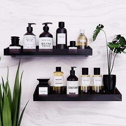 Bakzon Acrylic Wall Mount Organizer, Self Adhesive Shelves, No Drilling Hang Walls, for Bathroom, Kitchen, Living Room - Dark Brown - style: Shower Shelf-Black