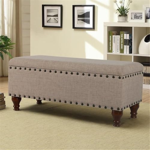 HomePop 42" Storage Bench with Nailhead Trim - Tan - color: Tan