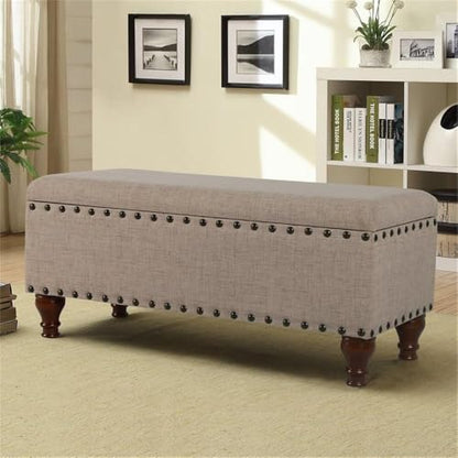 HomePop 42" Storage Bench with Nailhead Trim - Tan - color: Tan