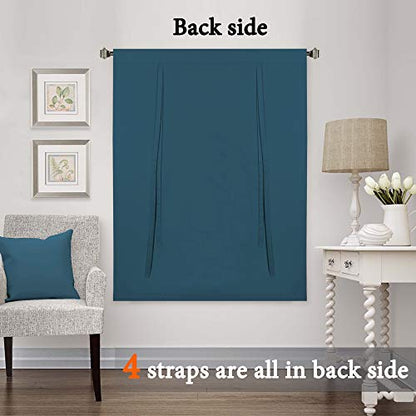 H.VERSAILTEX Balloon Shade Blackout Curtain Adjustable Thermal Insulated Tie Up Curtain Panel for Bathroom (Rod Pocket Panel, 42 inches W x 63 inches L, Dark Teal) - color: Dark Teal