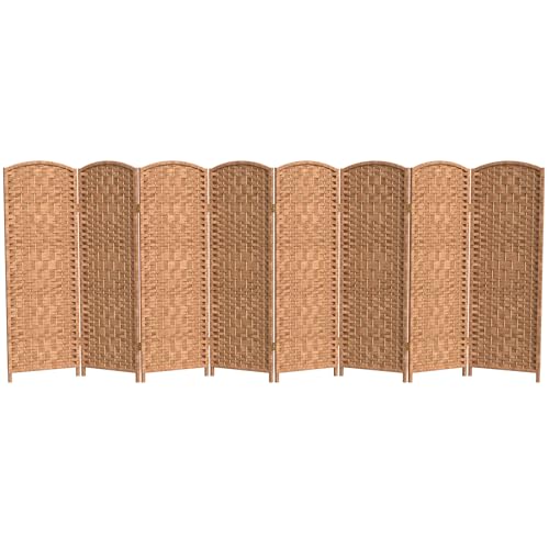 Red Lantern 4 ft. Short Diamond Weave Fiber Folding Screen - Natural - 8 Panel - color: Natural, size: 8 Panel