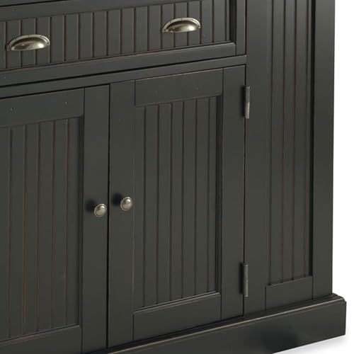 Homestyles Nantucket Distressed Black Kitchen Island with Black Granite and Wood Drop Leaf Breakfast Bar, 48"W
