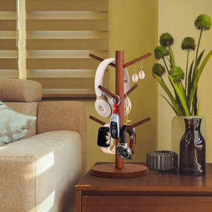 MyLifeUNIT Mug Holder Tree, Coffee Cup Holder with 6 Hooks (Reddish Brown) | Anti-slip padded bottom, space-saving compact design, easy air drying, sturdy tip-resistant structure - color: Reddish Brown