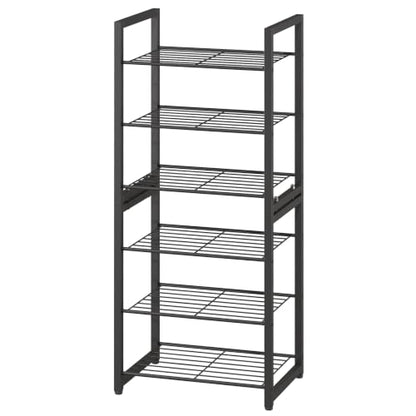 6 Tier Shoe Rack, Stackable Metal Organizer with Adjustable Feet, 2-in-1 Shoe Shelf Holds 12 Pairs, Perfect for Entryway Garage Closet, Black - size: 6 Tier
