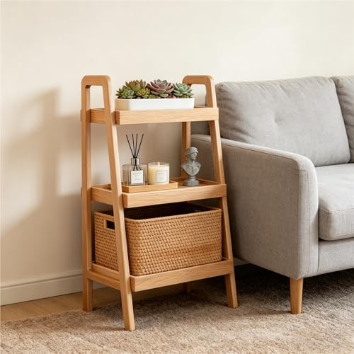 Versatile Solid Wood Narrow Sofa Table, 3-Tier Open Shelf Coffee Table, Ideal for Small Spaces Living Room Bedroom Home Office