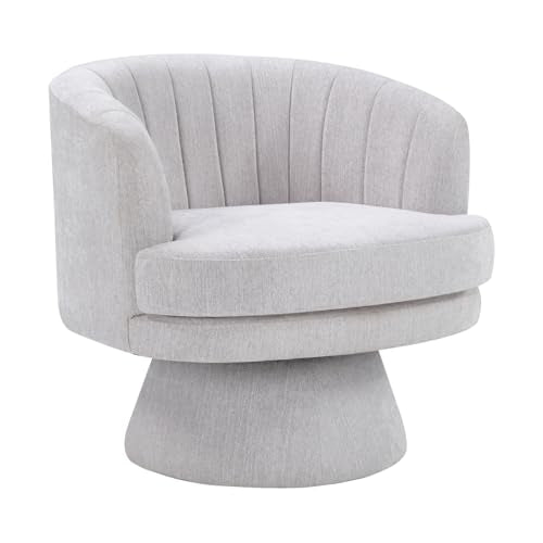 Swivel Accent Chair with Armrest, Modern 360 Degree Swivel Barrel Chair with Curve Back and Soft Cushion,Comfy Fabric Round Armchair Single Sofa for Living Room,Bedroom,Waiting Room,Grey - color: Grey
