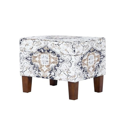 HomePop 22" Modern Rectangular Storage Ottoman - Antiqued Ebony Cream - color: Antiqued Ebony Cream