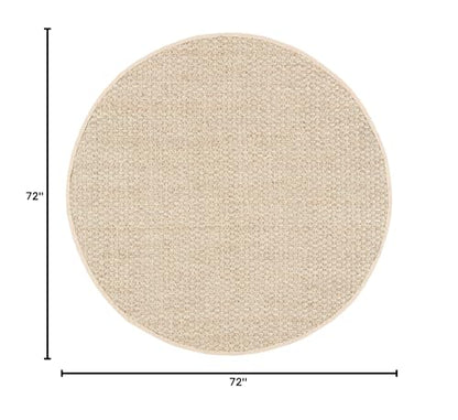 SAFAVIEH Area Rug 6' Round - Natural Fiber Collection - Natural & Beige, Seagrass, Basketweave Pattern with Border (NF114A) - color: Natural/Beige, size: 6' (Round)