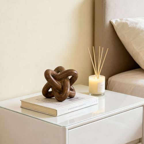 DOVDOV Wood-Toned Knot Sculpture, Triple-Knot Statue, Wood-Toned Home Decor, Ideal for accenting Rustic-Style Coffee Tables, Living Room TV Stands, Dining Tables, and entryway Shelving. - color: Wood