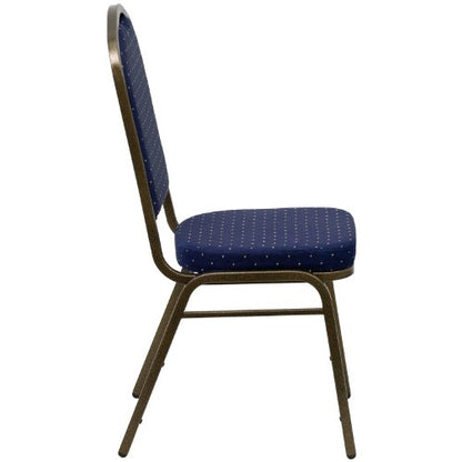 Flash Furniture Hercules Fabric Crown Back Banquet Chair, Navy Blue, 4-Pack | Stackable, Gold Vein Frame, Fabric Upholstery - color: Navy Blue Dot Patterned Fabric/Gold Vein Frame, size: Set of 4