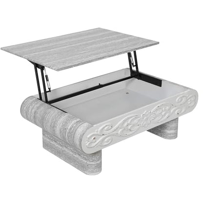39.4" Lift Top Coffee Table with Hidden Storage & Antique Design for Living Room, Rectangular MDF Wooden Center Table Tea Table for Apartment, Grey - color: 39.4" Lift Top Coffee Table With Antique Design,grey