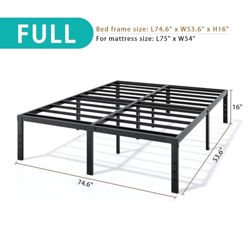 LUMUNANCE Metal Bed Frame Full Size - 16 Inch Heavy-Duty Full Platform Bed Frame No Box Spring Needed, Easy Assembly, Noise-Free, Sturdy Mattress Foundation, Underbed Storage Space - size: Full, style: 16 Inch
