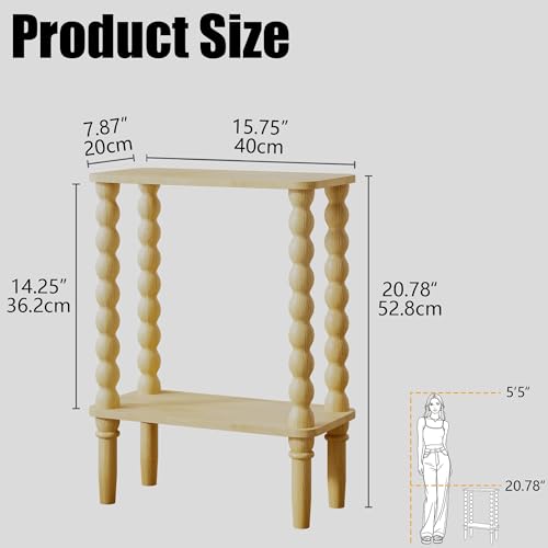 Veegle Narrow Side Table, Small End Table with Storage Shelf, 2-Tier Small Coffee Tables for Living Room, Bedroom, Narrow Spaces (Yellow Oak) - color: Natural-2 Tier Shelf