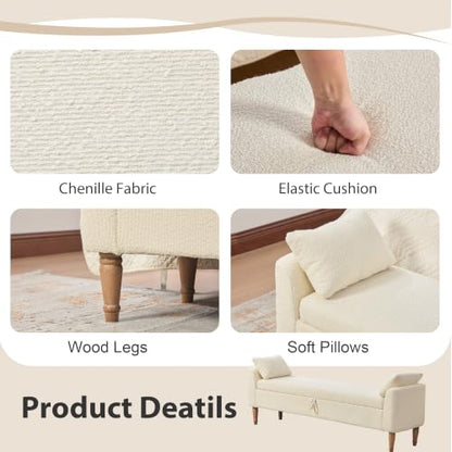 Chifee & Vingol 66" W Storage Benches End of Bed Bench with Pillow,Beige - color: 66"-beige