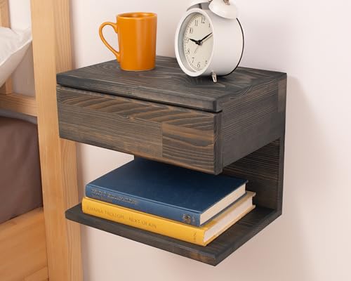 Floating Nightstand Side Accent or End Table with Storage Drawer, Wood Bedside Shelf, Handmade Floating Table (Nairobi) - color: Nairobi