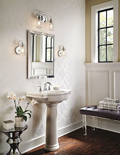 Kichler Braelyn 9.5" Wall Sconce in Chrome, 1-Light Industrial Wall Mount with Clear Seeded Glass, (9.5" H x 5" W), 45457CH - color: Chrome, size: 1-Light
