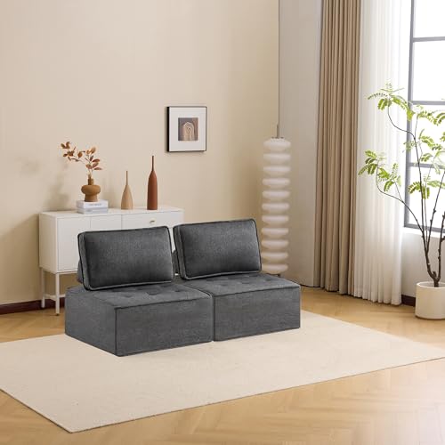 Modular Linen-Frame Sofa: Versatile Sectional for Small Apartments, Mix-and-Match Design (Dark Grey) - color: Dark Gray