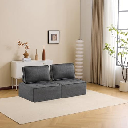 Modular Linen-Frame Sofa: Versatile Sectional for Small Apartments, Mix-and-Match Design (Dark Grey) - color: Dark Gray